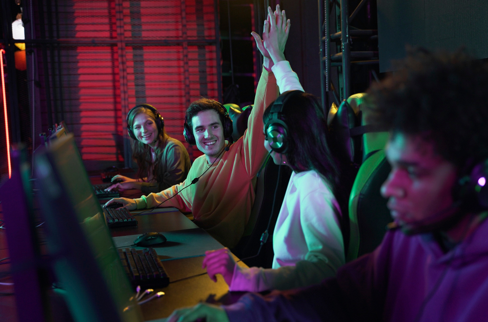 Friends gaming together